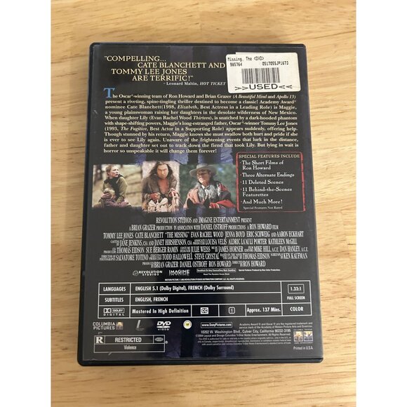 The Missing 2003 DVD Western Drama Tommy Lee Jones Cate Blanchett Pre-Owned - Picture 2 of 4